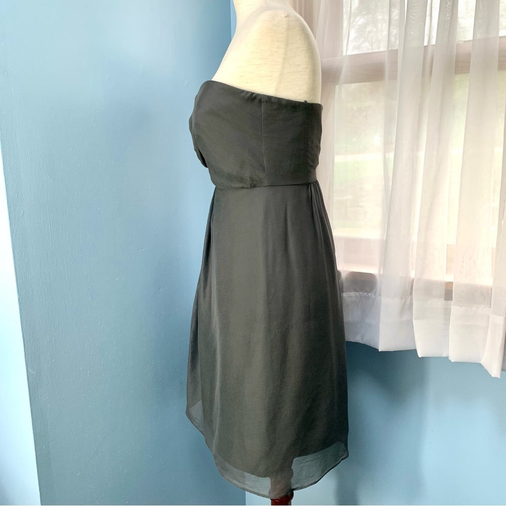 J. Crew Leona Grey Silk Strapless Dress - Picture 3 of 6